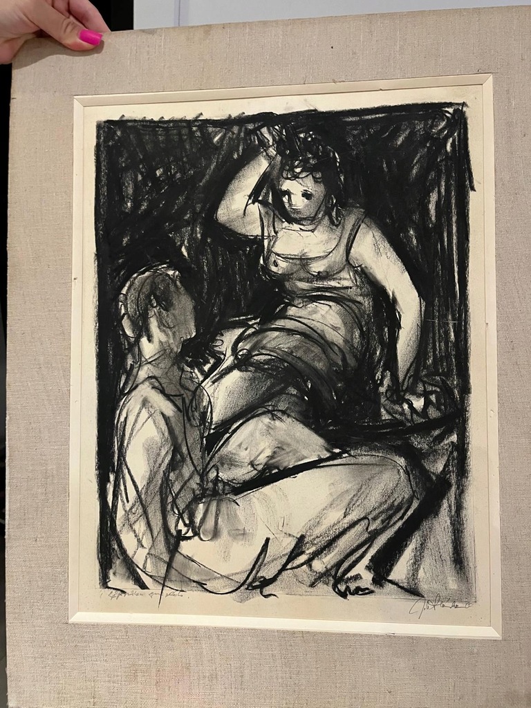 *149A - STARA MISTRZOWSKA GRAFIKA W PASSE-PARTOUT - SYGNOWANA
