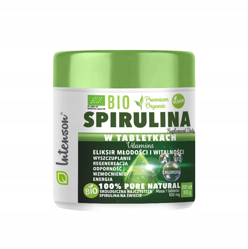 Intenson Spirulina naturalna algi BIO 200 tabletek