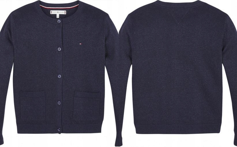 D16M006 BŁYSZCZĄCY KARDIGAN NAVY TOMMYHILFIGER 164