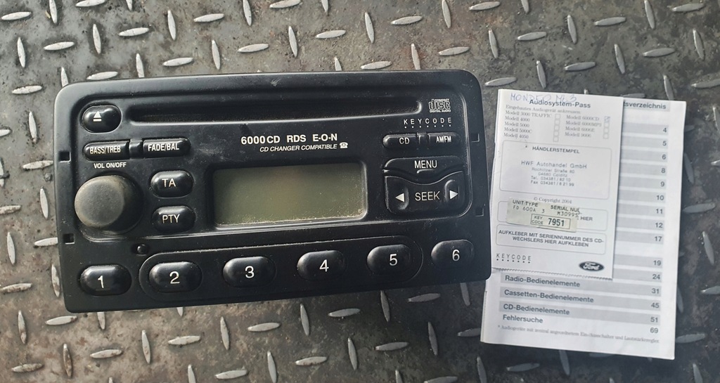 RADIO FORD MONDEO MK3 6000CD RDS YS4F18C815AC