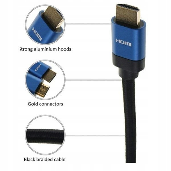 Kabel HDMI - HDMI 2.1 48Gbps 1m 8K niebieski/blue