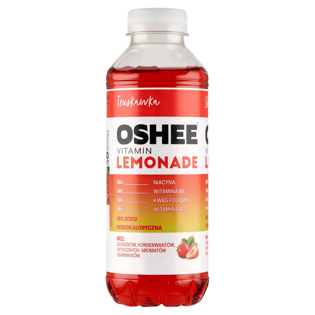 6x Lemoniada truskawka Oshee lemonade strawberry555 ml