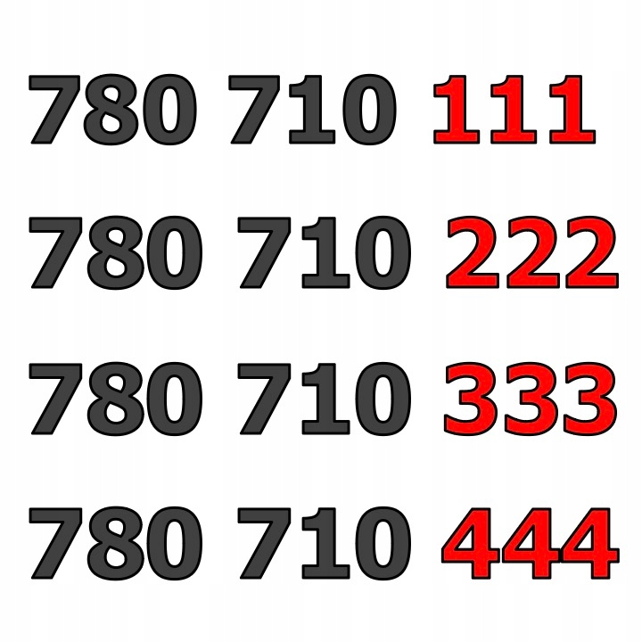 780 710 111 + 222 + 333 + 444 ZŁOTY NUMER ORANGE