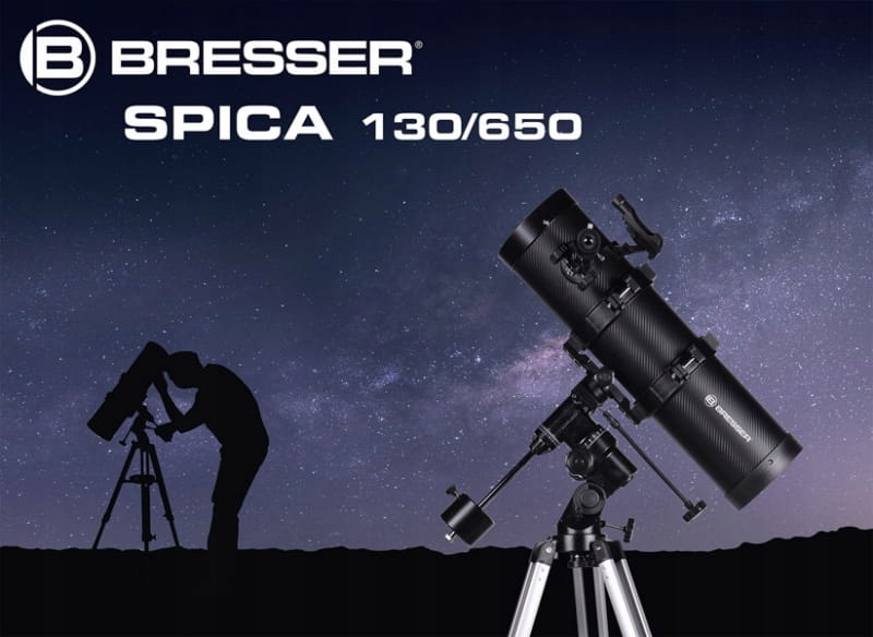 Teleskop Bresser Spica 130/650 EQ3 carbon z filtrem słonecznym, NOWY.