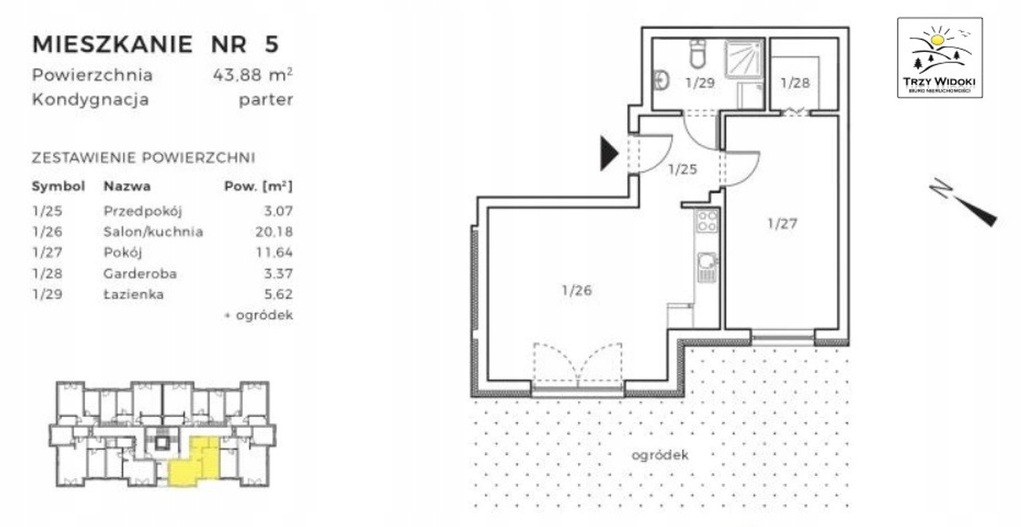 Mieszkanie, Skarszewy, 44 m²