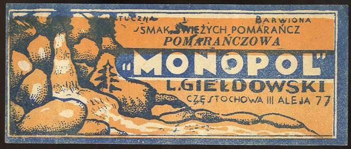 etykieta 1939 firma Monopol Leon Giełdowski Częstochowa