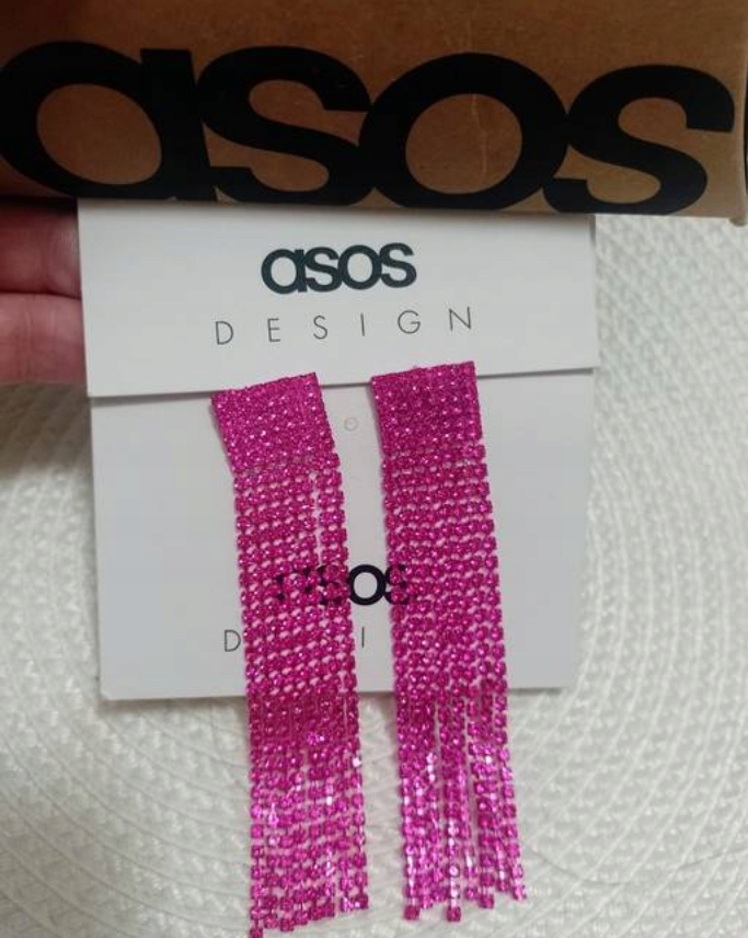 ASOS/Długie, różowe Kolczyki z Londynu, NOWE