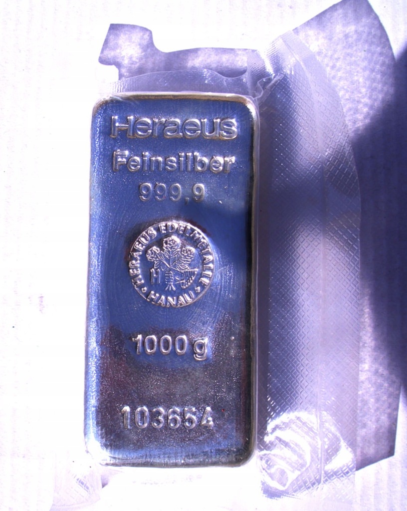 Sztabka srebrna srebro - Heraeus - 1 kg 1000g