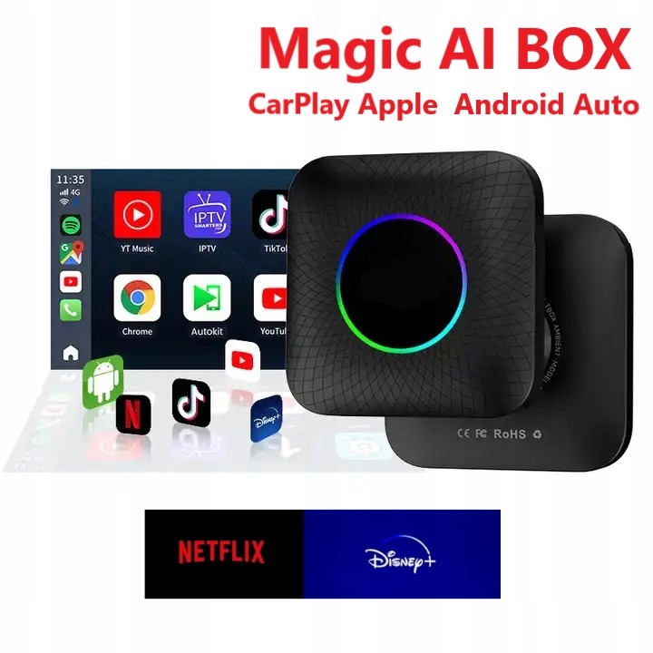Adapter Magic AI BOX Carplay Android Auto 4G/64G Wi-Fi/Bluetooth SD 128GB