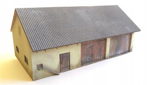 Stajnia obora ze stodołą dach eternit falisty w skali 1:87
