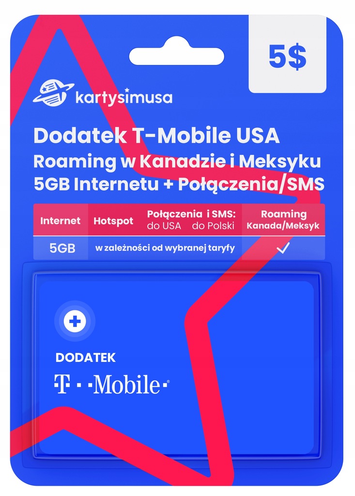 T-Mobile USA 5$ roaming Meksyk/Kanada - dopłata