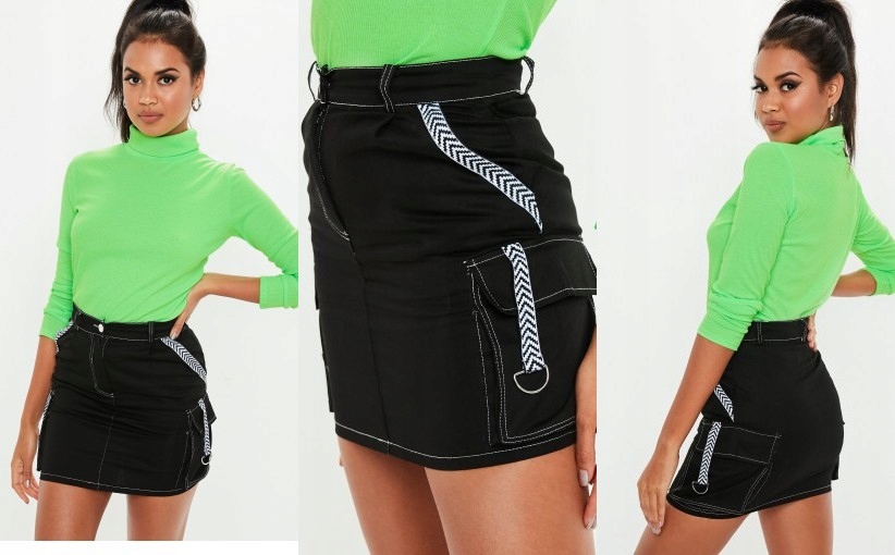 B08H033 CZARNA SPÓDNICA MINI MISSGUIDED 38