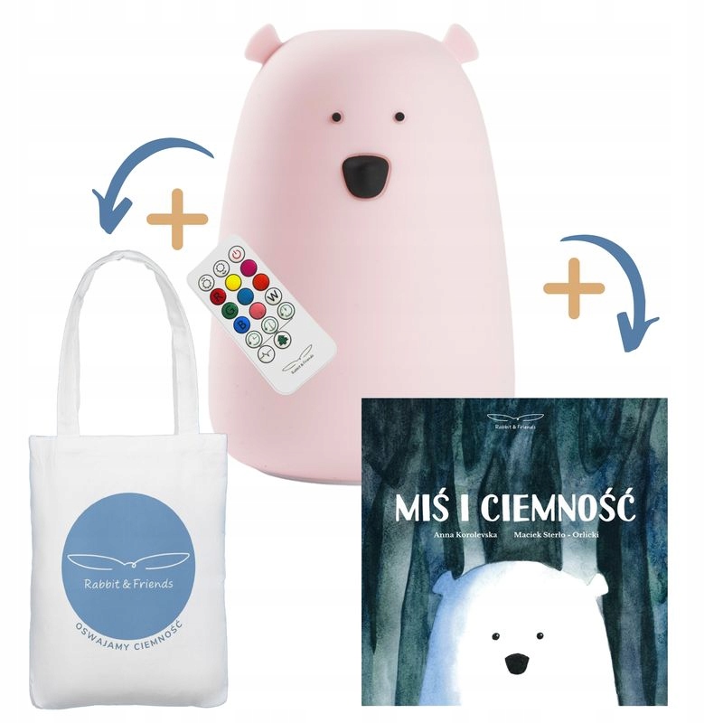 Rabbit&Friends Lampka różowa z pilotem+Książka