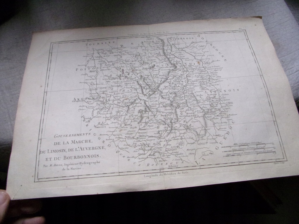 olbrzymia mapa LA MARCHE LIMOSIN OWERNIA 42 x 29 cm 1770