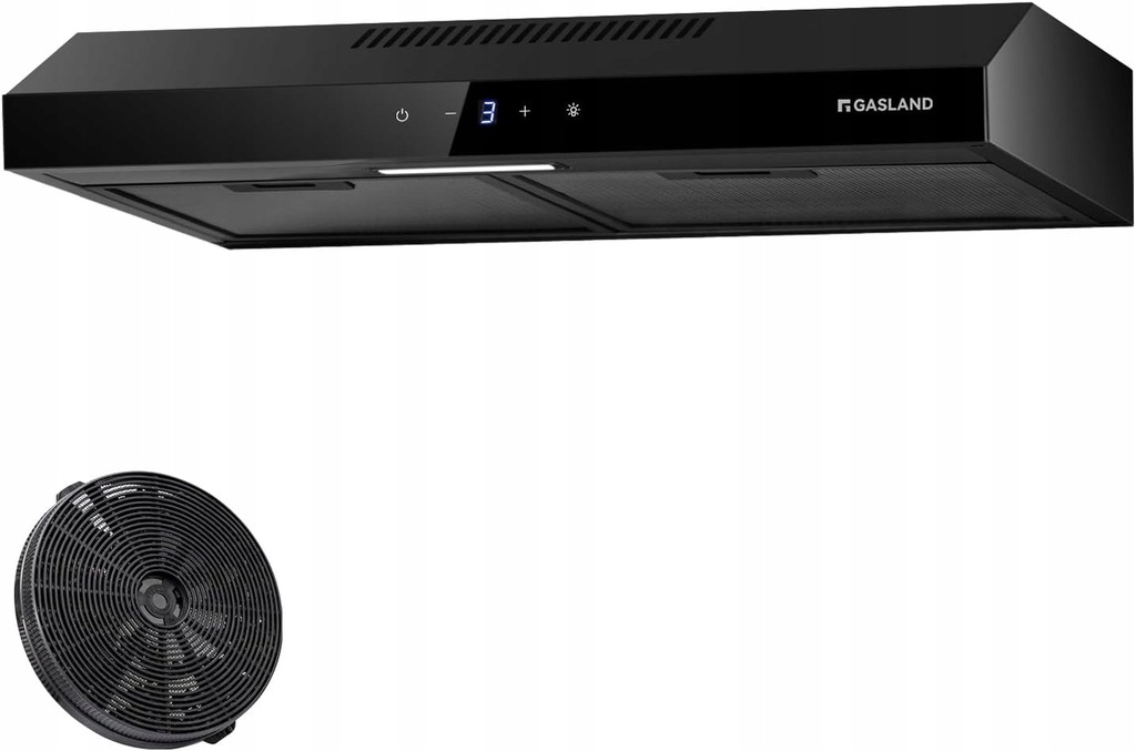 OKAP KUCHENNY 60 CM Z FILTREM WĘGLOWYM CZARNY STAL NIERDZEWNA SR60BS