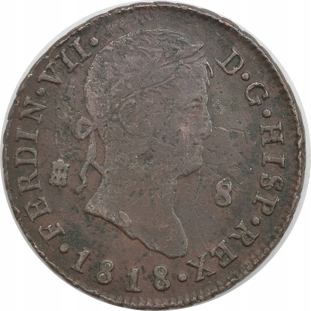 4.HISZPANIA, FERDYNAND VII, 8 MARAVEDIS 1818