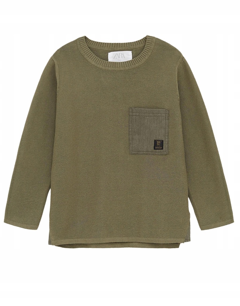 26C143 ZARA KIDS__MK4 SWETER KHAKI KIESZONKA__134