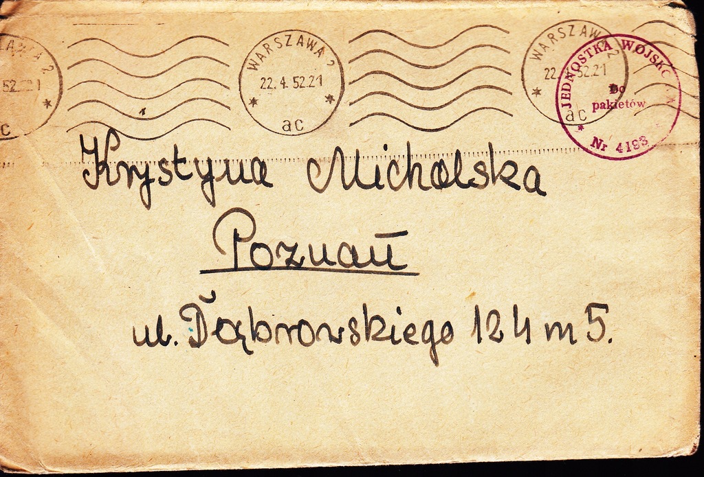 Poczta wojskowa Jednostka 4193-Poznań 1952r