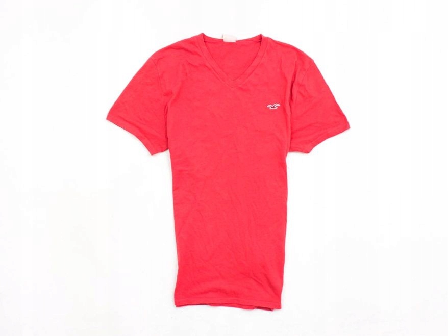 Z Hollister T-shirt Męski V-Neck Bawełna Red roz M