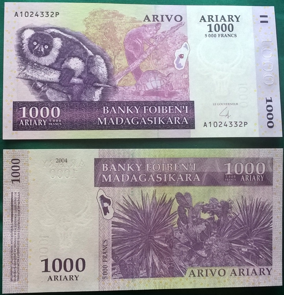 233 Banknot Madagaskar 1000 Ariary 2004r. P-89 UNC