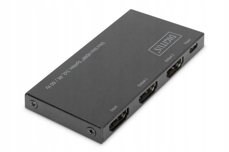 Rozdzielacz (Splitter) DIGITUS Ultra Slim HDMI 1x2, 4K 60Hz 3D HDR, HDCP