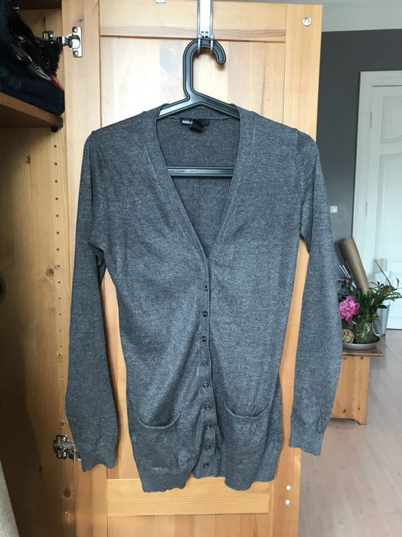 Sweter szary rozpinany Mango 36 S