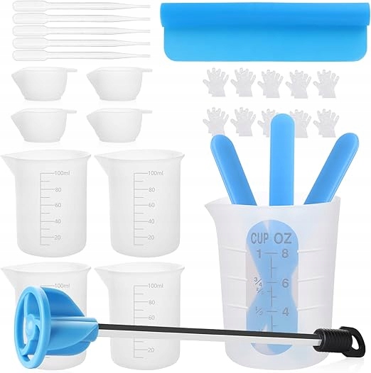 ZESTAW 4X SILIKONOWE KUBKI Z MIARKĄ DO ŻYWICY EPOKSYDOWEJ DIY KREATYWNE