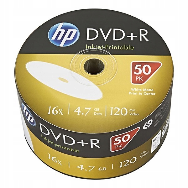 HP DVD+R, Inkjet Printable, DRE00070WIP-3, 4.7GB, 16x, bulk, 50-pack, 69304