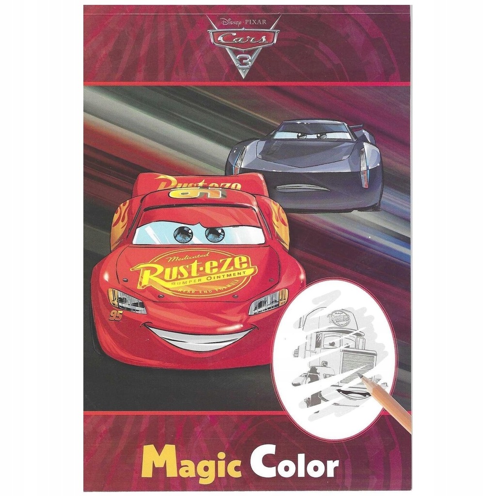 Magiczna kolorowanka Auta 3 Zygzak McQueen magiczny blok zarysowanka 24str.