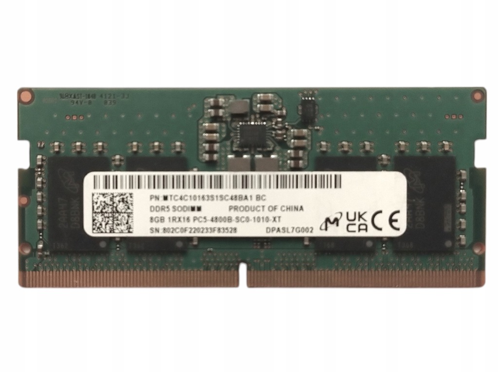 Pamięć RAM Micron SO-DIMM DDR5 8 GB 4800 MHz 1.1 V CL38 MTC4C10163S1SC48BA1
