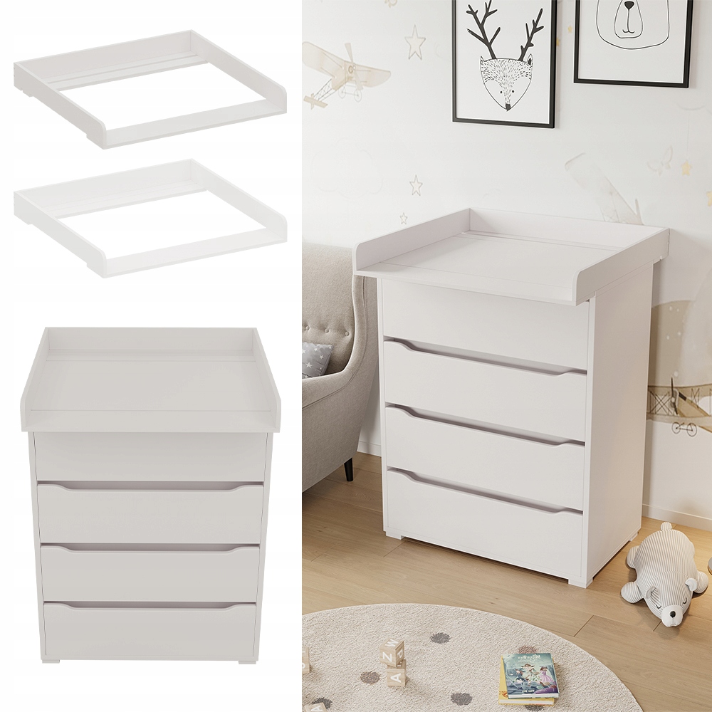 PRZEWIJAK dla dziecka Biały, 80 x 76 cm do komody z szufladami