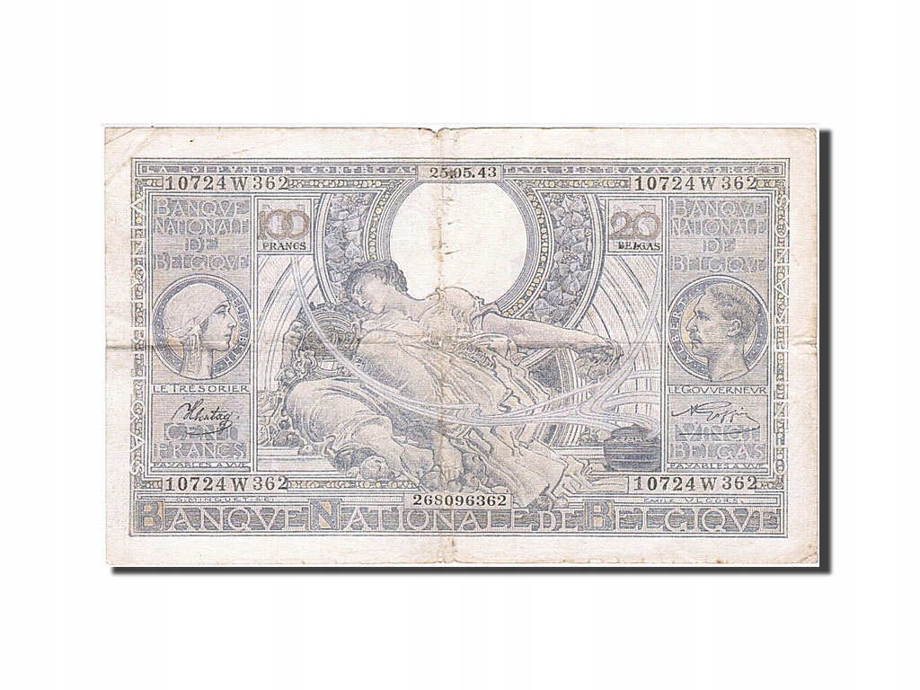 Banknot, Belgia, 100 Francs-20 Belgas, 1933, VF(30