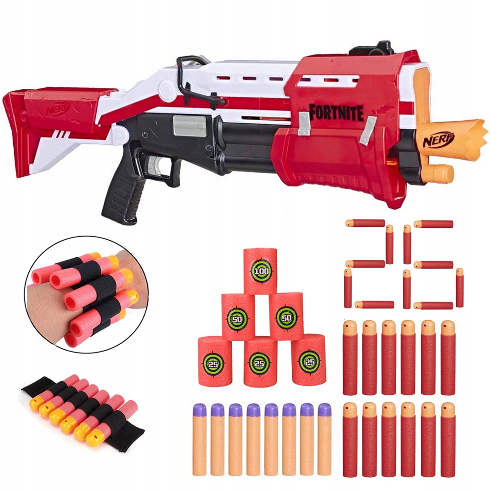 NERF FORTNITE TS SHOTGUN STRZAŁKI + OPASKA + CELE