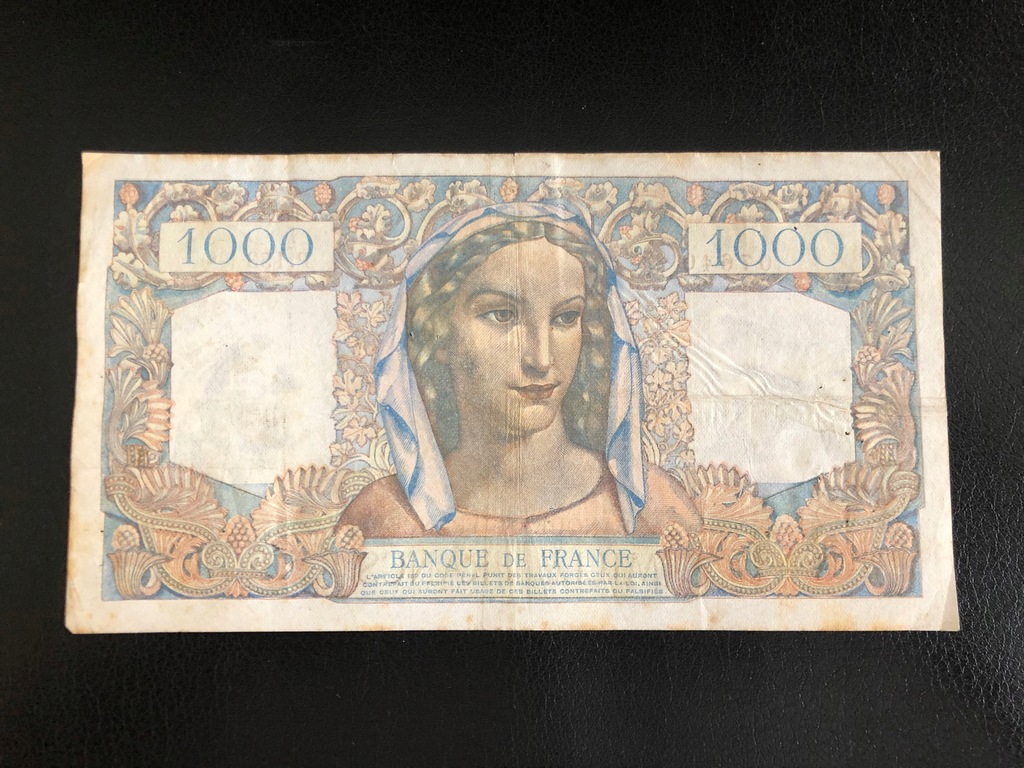 Banknot Francja 1000 Franków 1945