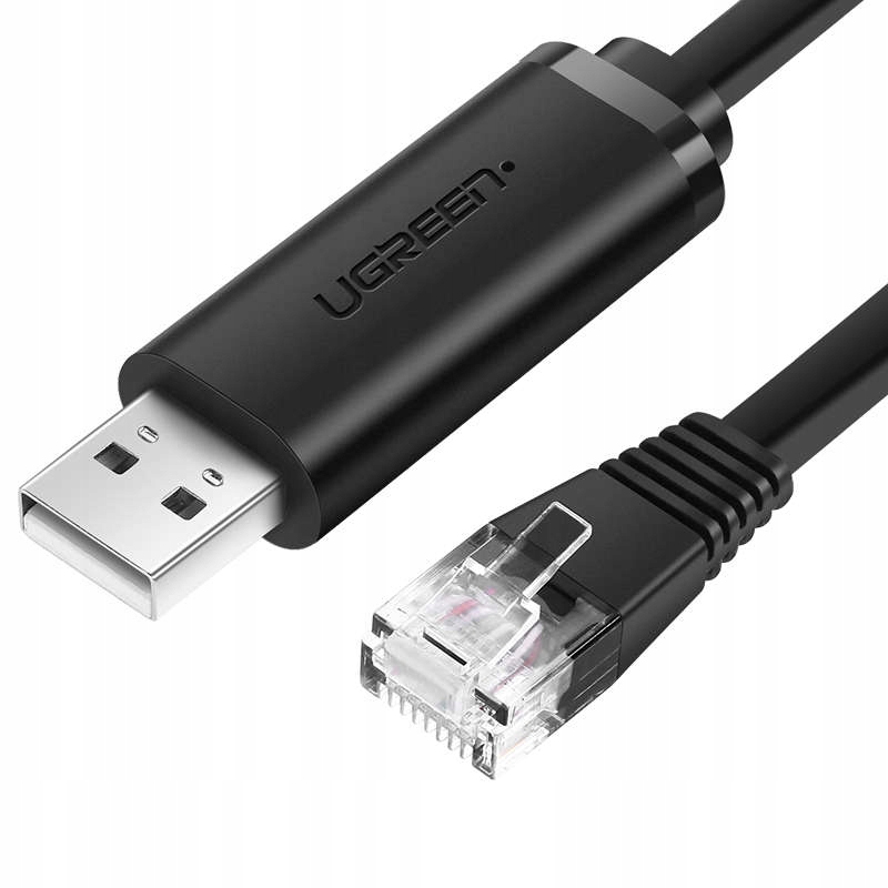 Kabel Konsolowy UGREEN CM204, USB - RJ45 Do Urządzeń Sieciowych, 1.5m (czar