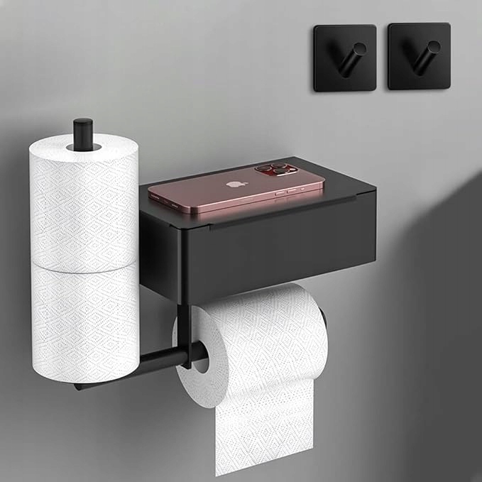 Uchwyt na papier toaletowy Bugucat 2w1 z pojemnikiem na chusteczki, srebrny