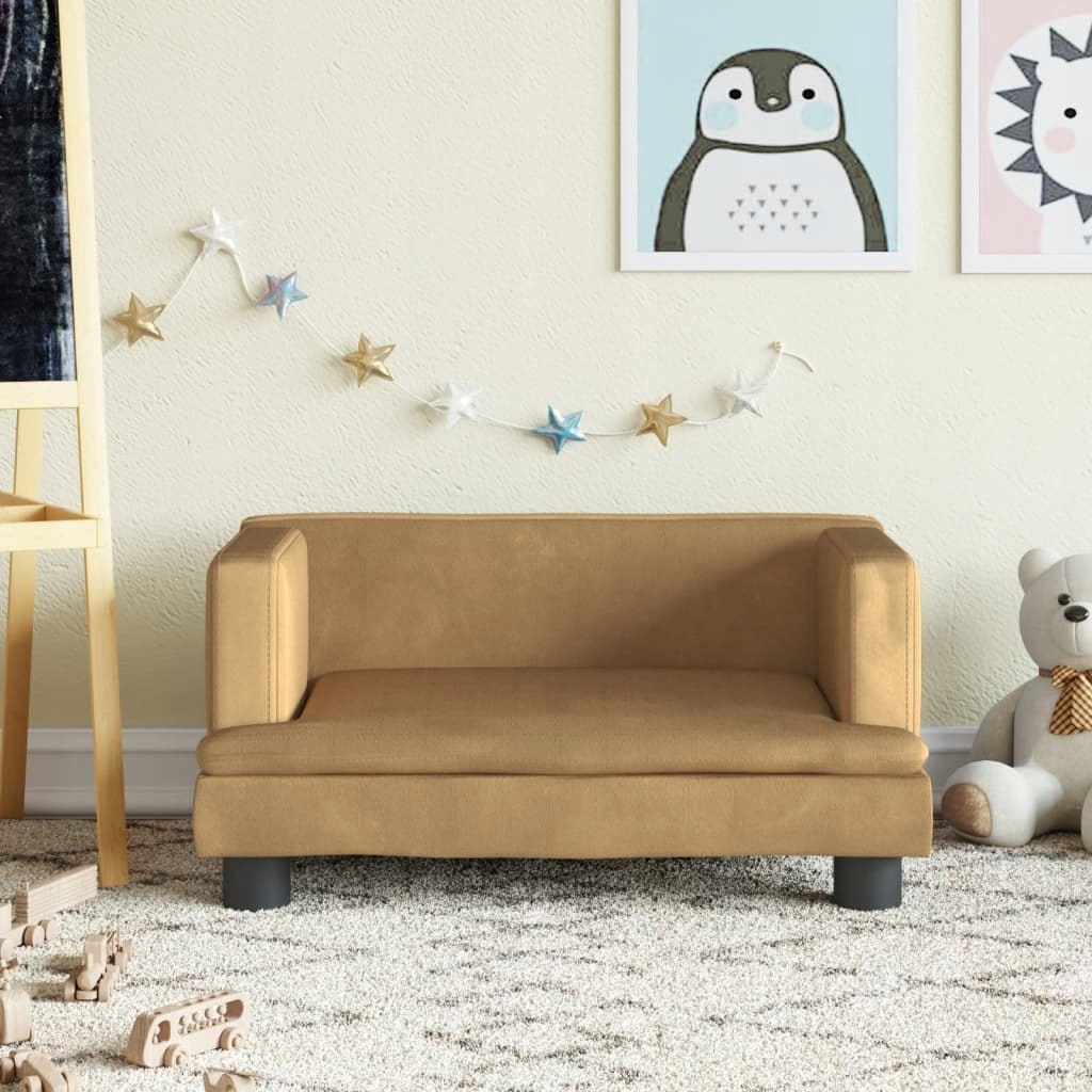 VidaXL Sofa dla dzieci, brązowa, 60x40x30 cm, aksamit