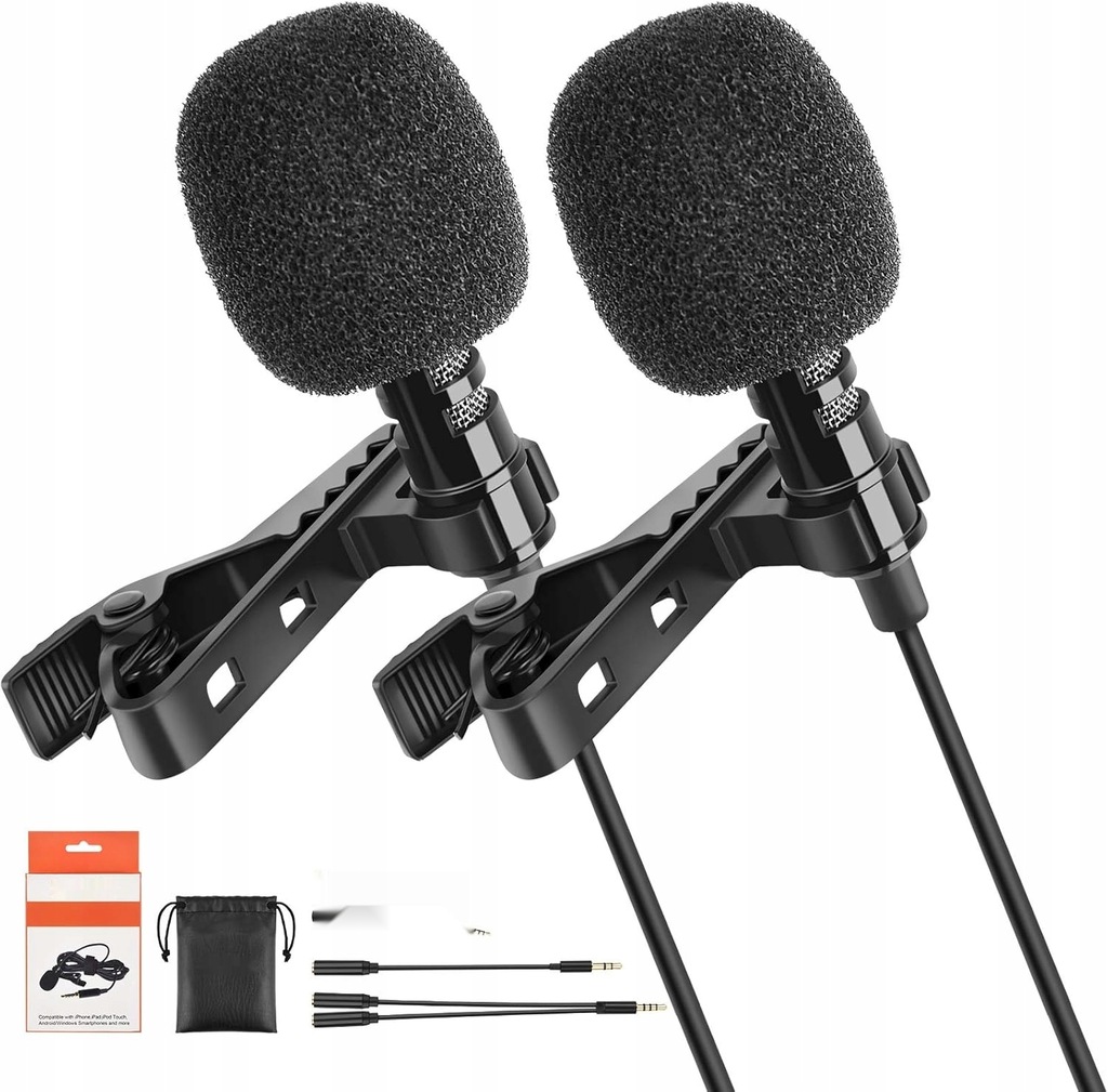 LEKATO Mikrofon krawatowy, mikrofon zgodny z Android/iPhone/Kamera/PC