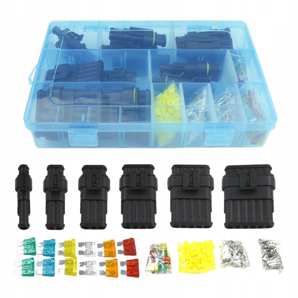 Pin Car Truck Electrical Wire Waterproof Connector Plug Terminal Blue Box