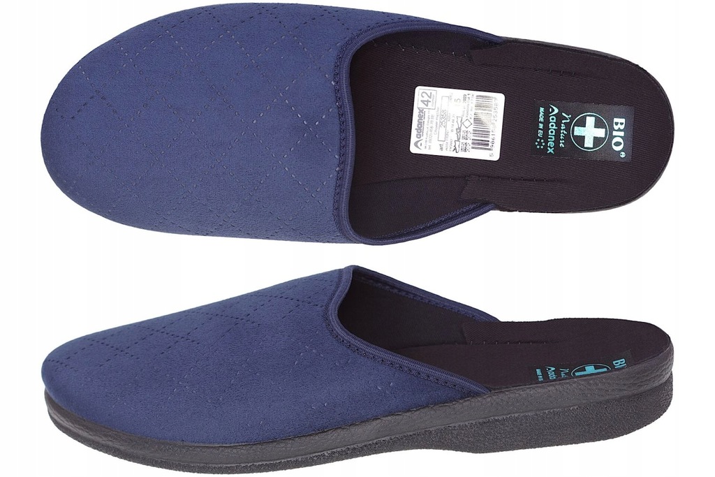 Adanex pantofle męskie kapcie BIO PU 25358 solidne papcie domowe kryte 40