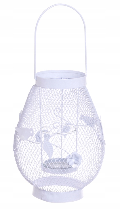 Stylowa biała latarnia dekoracyjna 19,5 x 17,5 x 24 cm | LAT-WX1203