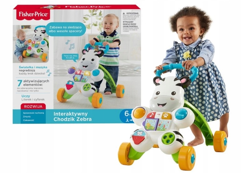 Chodzik Fisher Price Zebra DPL53 41x46x11 cm wielokolorowy