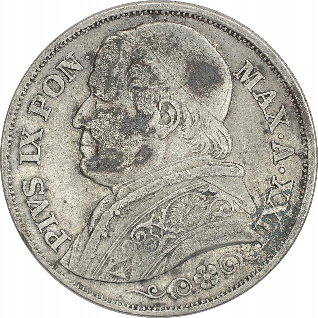 18.PAPIESTWO, PIUS IX, 2 LIRY 1867/ XXII R