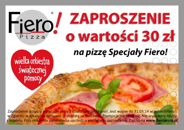 Zaproszenie do Pizzeri FIERO-Zgierz o wart. 30 zł