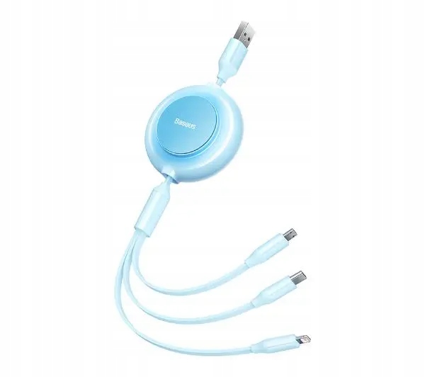 Kabel Przewód Baseus USB - microUSB / Lightning / USB-C 1,1m Niebieski