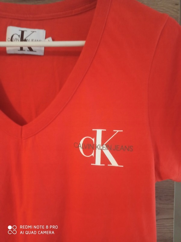 Czerwony T shirt Calvin Klein r. L