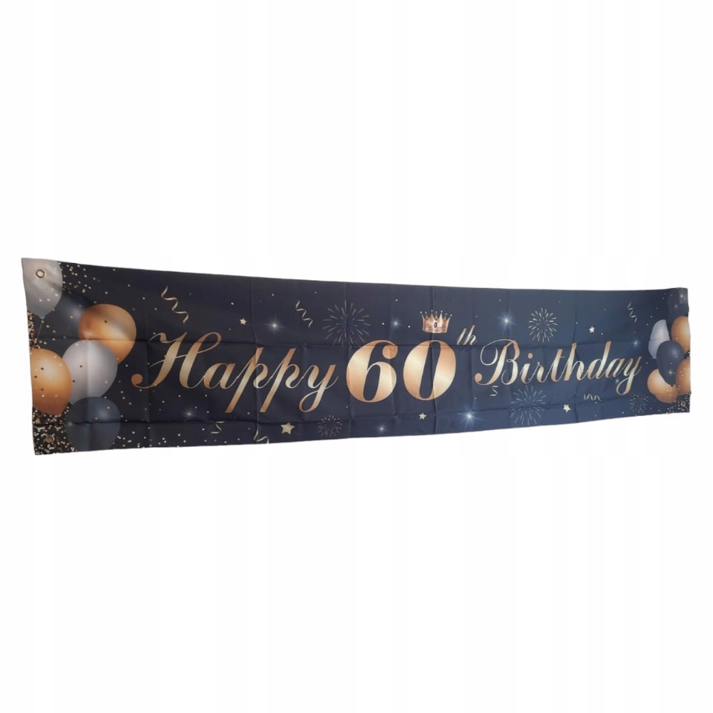 Baner dekoracyjny 60 urodziny czarno złoty