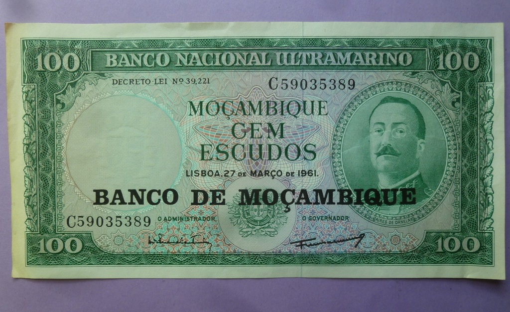 164. Mozambik 1961 r. 100 escudos