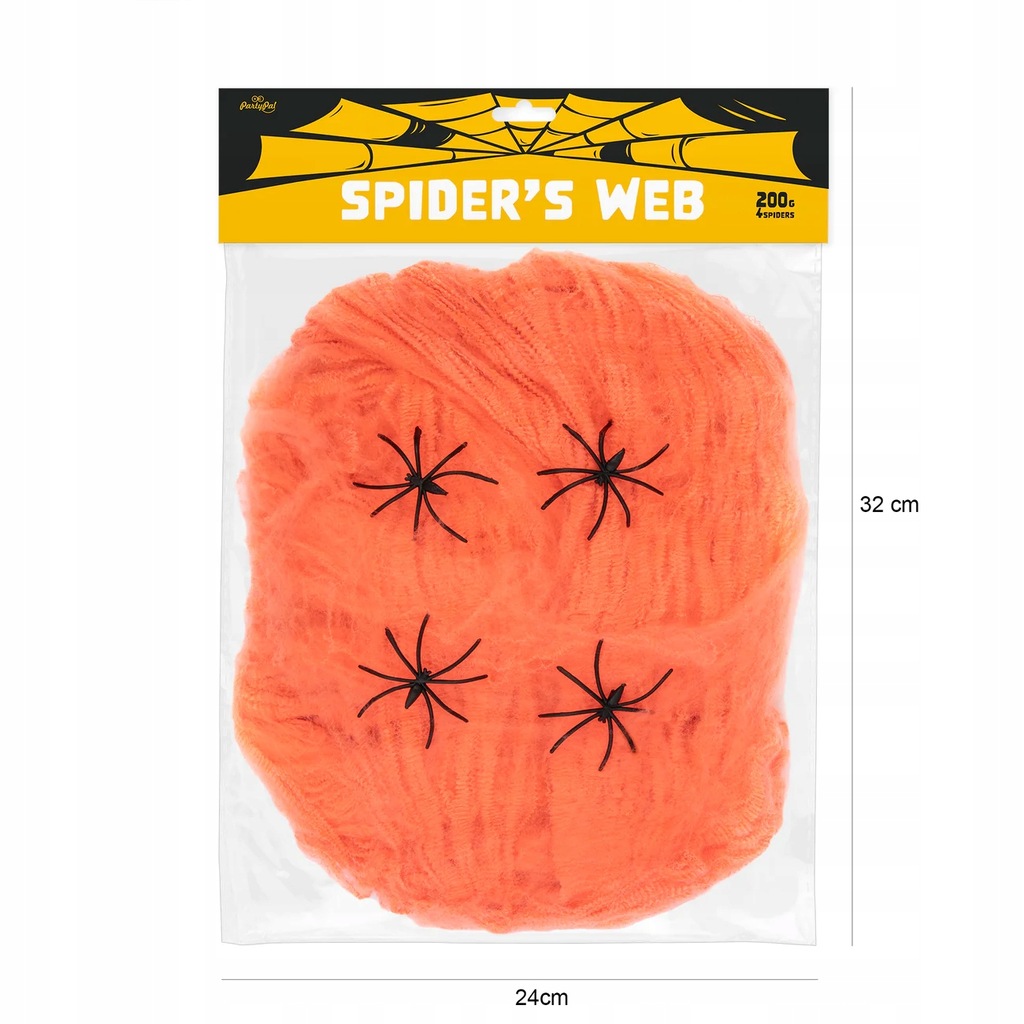 Sztuczna pajęczyna POMARAŃCZOWA 200 g Halloween