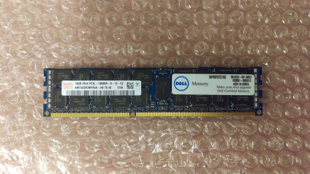Dell 16GB 2Rx4 DDR3 RDIMM PC3-10600R A6996789